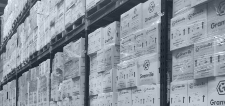 a big shelf stacked with products ready to be distributed