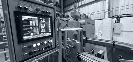 industrial manufacturing machine inside the warehouse